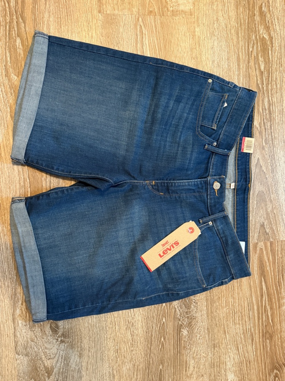 Levi's Indigo Rolled Hem Denim Shorts